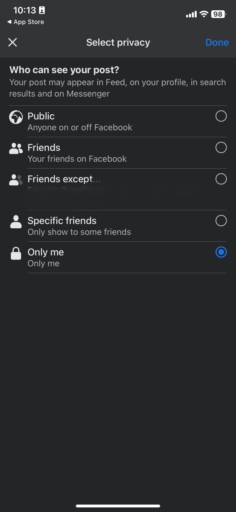 Настройки приватности альбома в Facebook