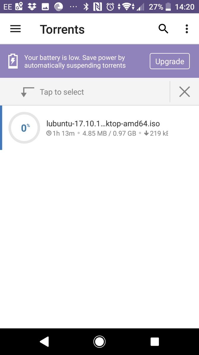 Lubuntu downloading in BitTorrent on Android