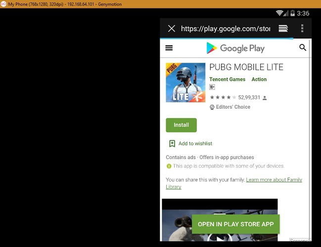 Установка приложения через Genymotion на виртуальном устройстве