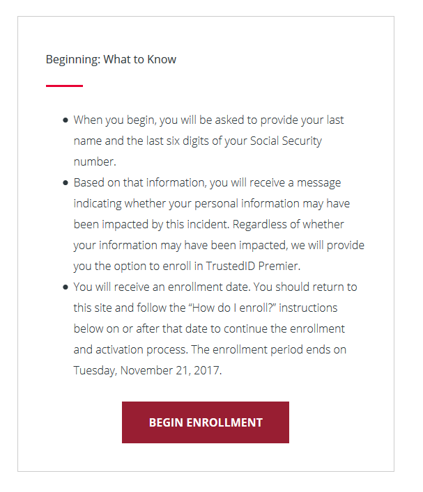 Скриншот веб-инструмента Equifax: ввод последних шести цифр номера социального страхования и фамилии