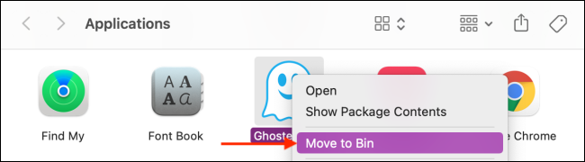 Click Move to Trash or Move to Bin