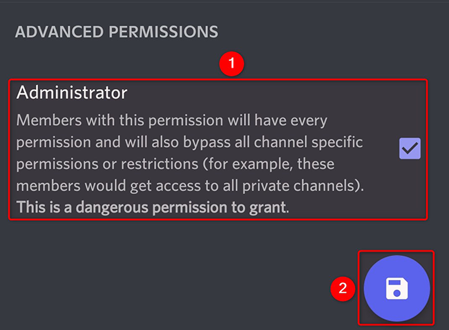 Включите Administrator и сохраните