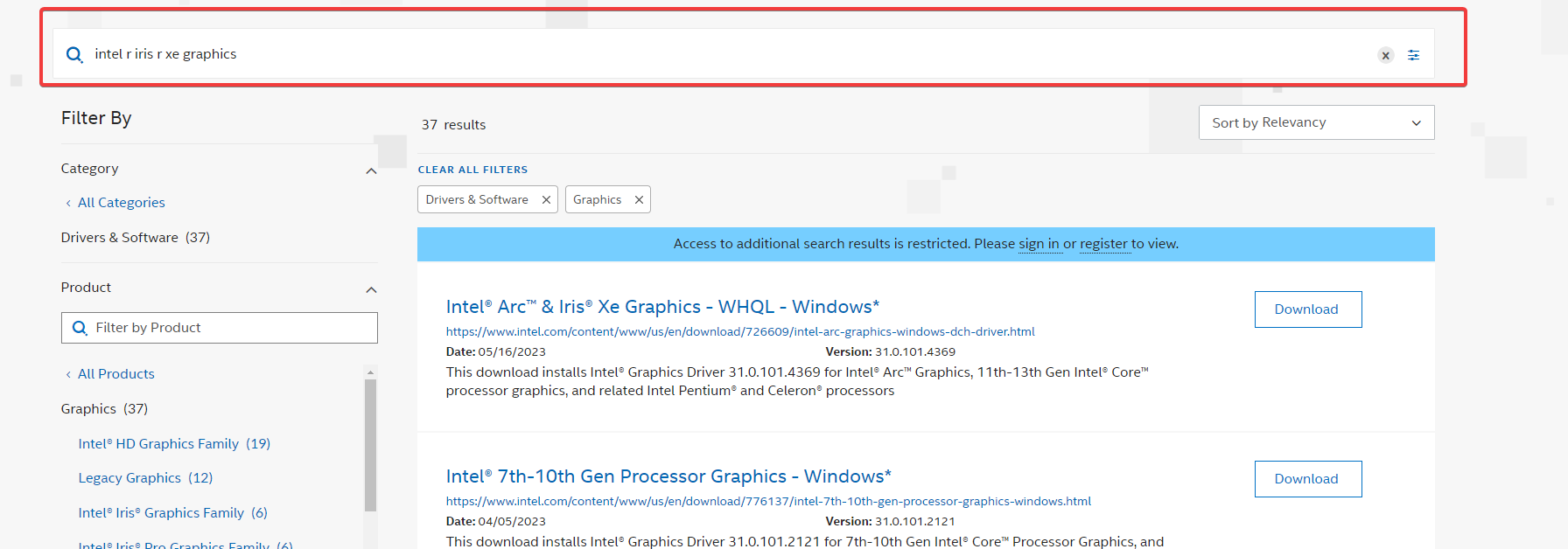 Поиск драйвера на сайте производителя