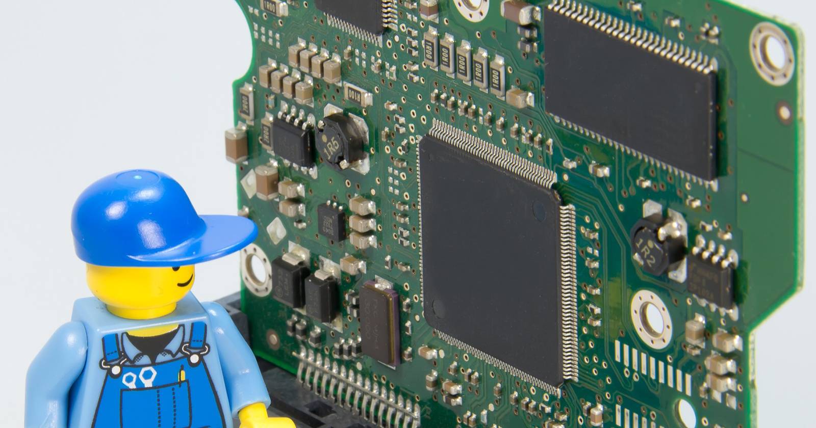 Lego Repair Man With Circuit Board