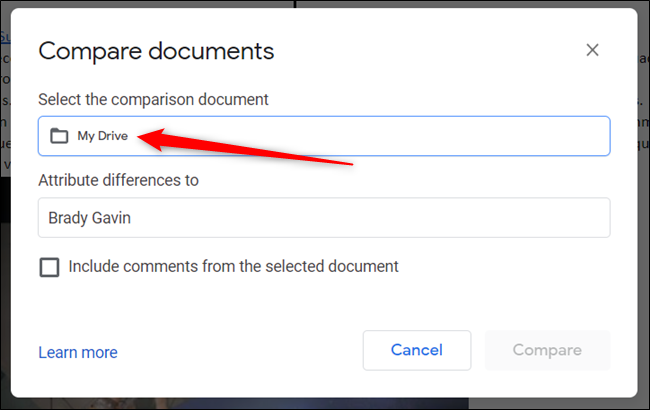 Нажмите «Мой диск», чтобы открыть второй файл.