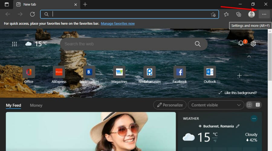 Три точки меню в браузере