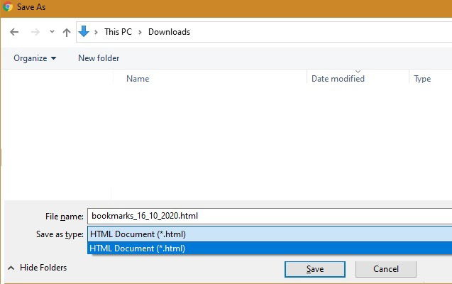 Chrome Bookmarks Export Save As Html