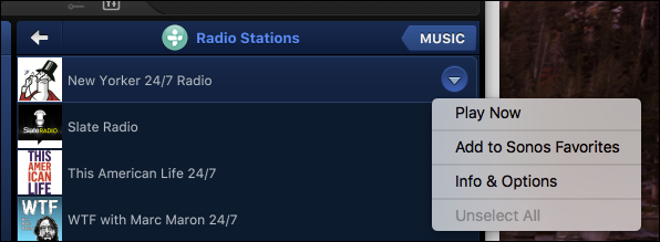 Меню подкаста в Sonos: воспроизведение и информация