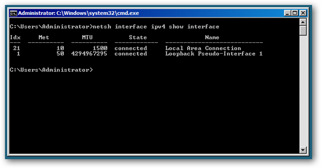 Список сетевых интерфейсов, полученный через netsh