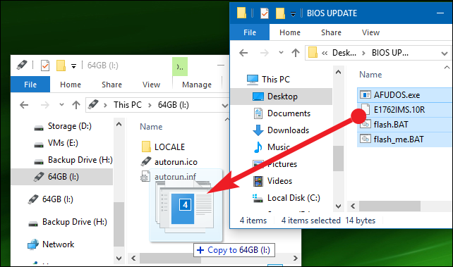 Файлы прошивки и утилит в корне загрузочной флешки
