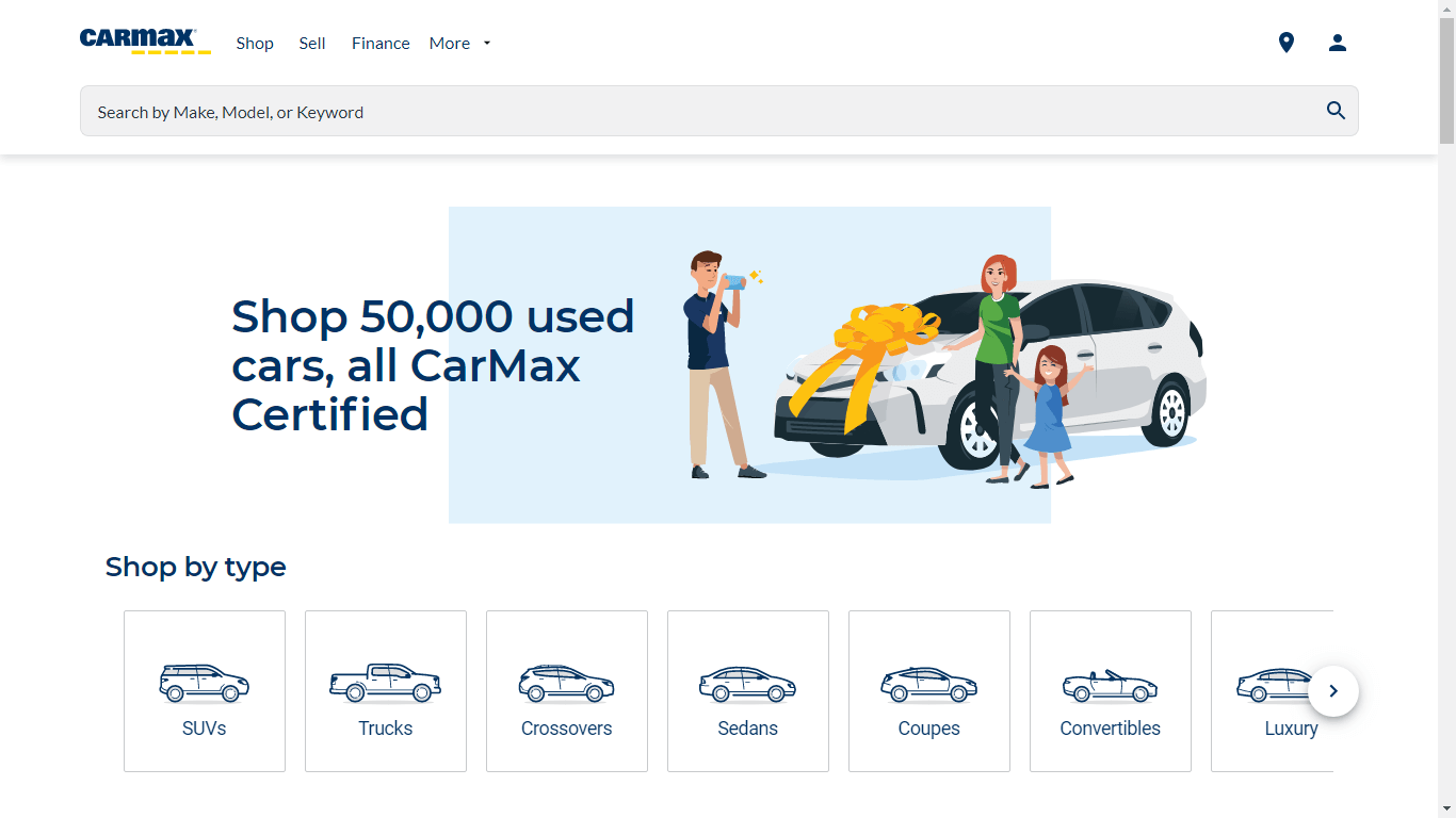 Приложение CarMax для проверки истории автомобиля