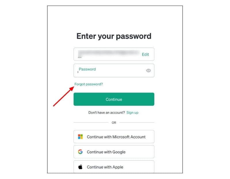 Ссылка «Forgot password?» на экране входа