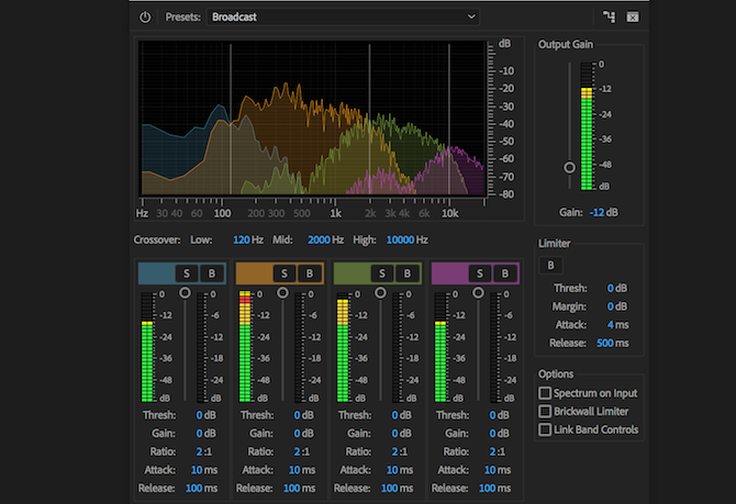 Мультибендовый компрессор в Premiere Pro