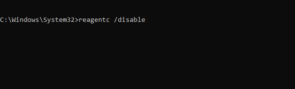reagentc /disable 명령 실행 스크린샷