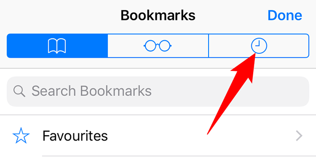 Экран «История» в Safari на iPhone.
