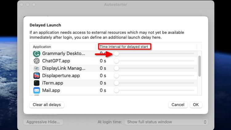 Задержка запуска в Autostarter