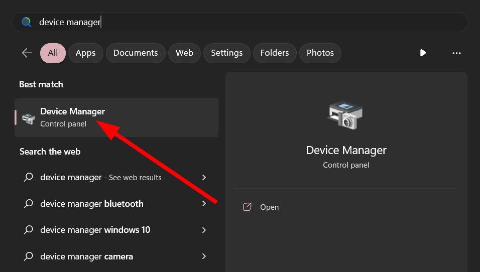 Окно Диспетчера устройств в Windows