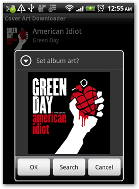 Результаты онлайн‑поиска обложек внутри приложения