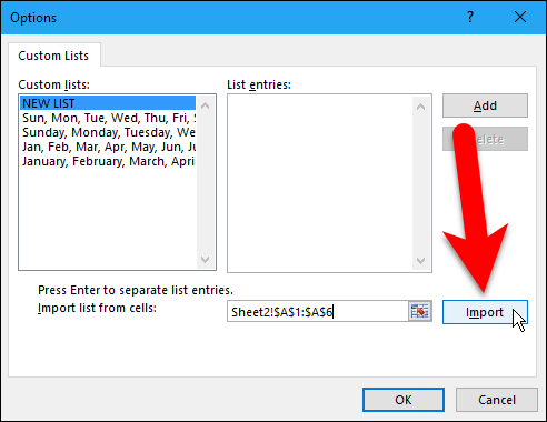 Импортирование списка и добавление его в Custom Lists