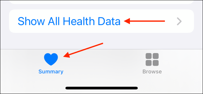Tap Show All Health Data