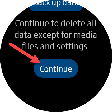 Нажмите «Продолжить» для сброса часов