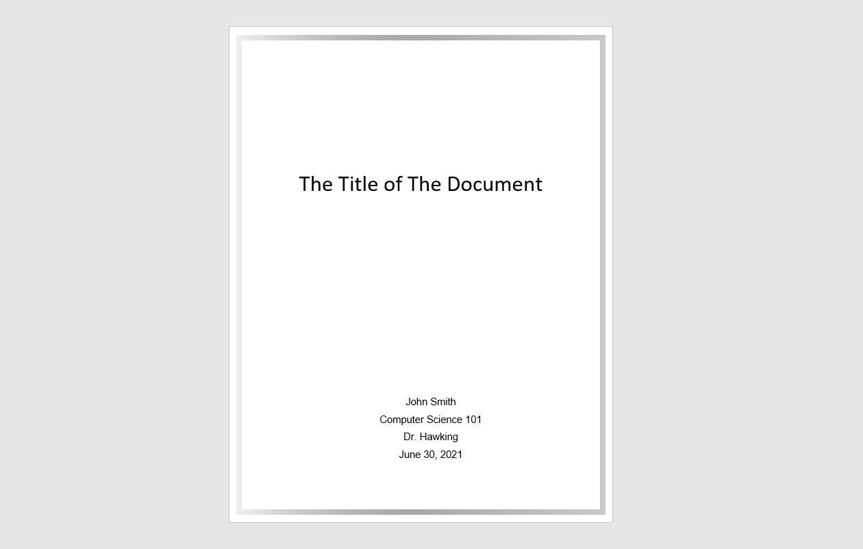 Простой шаблон титульной страницы в Word с минималистичным дизайном