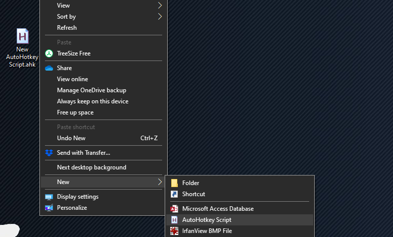 Создание нового AutoHotkey-скрипта в Проводнике