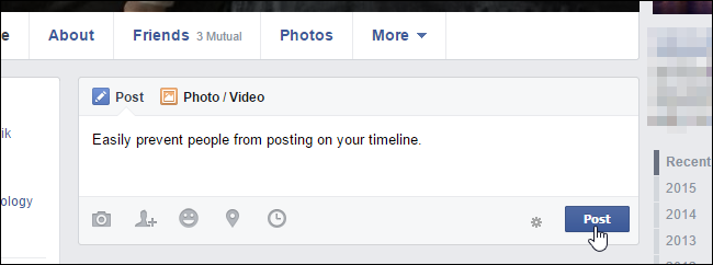 Запретить посты в хронике Facebook