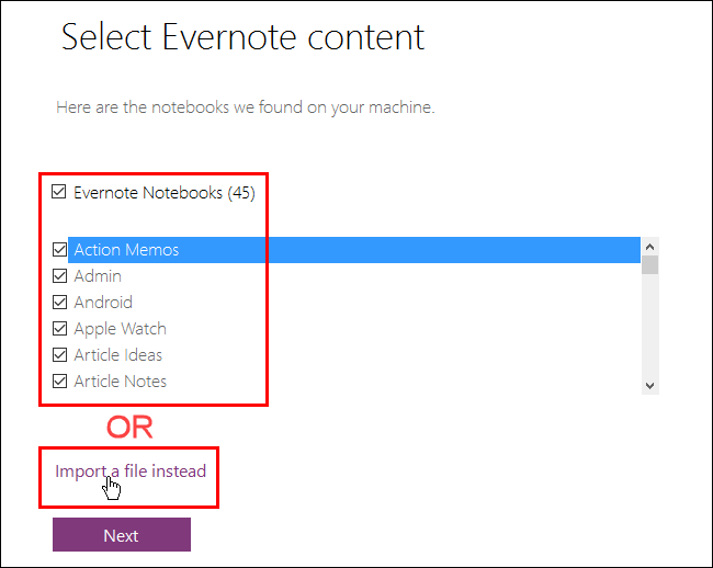 Выбор импорта из файла вместо локальных блокнотов