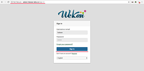Вход в Wekan