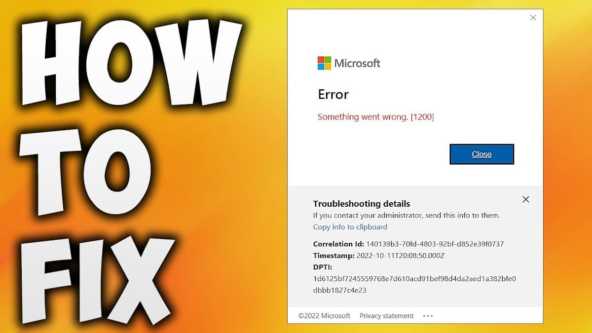 Исправить ошибку 1200 в Outlook и OneDrive