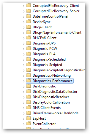 Журнал Diagnostics-Performance → Operational в Просмотре событий