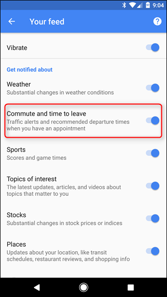 Опция Поездки и время отправления в приложении Google