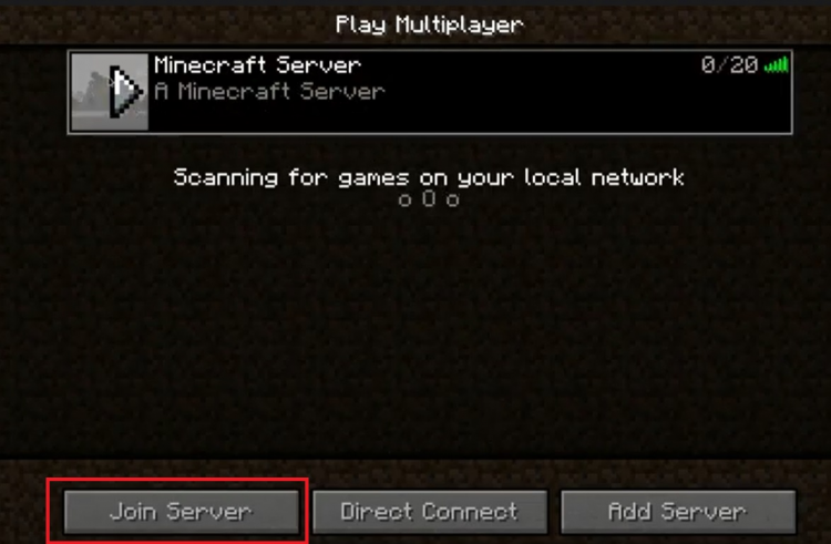 Сканирование игровых серверов в клиенте Minecraft
