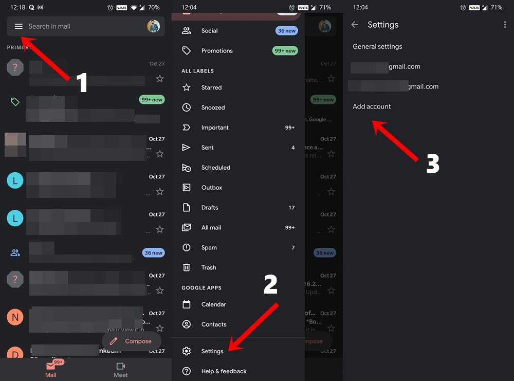 Добавление учётной записи в Gmail