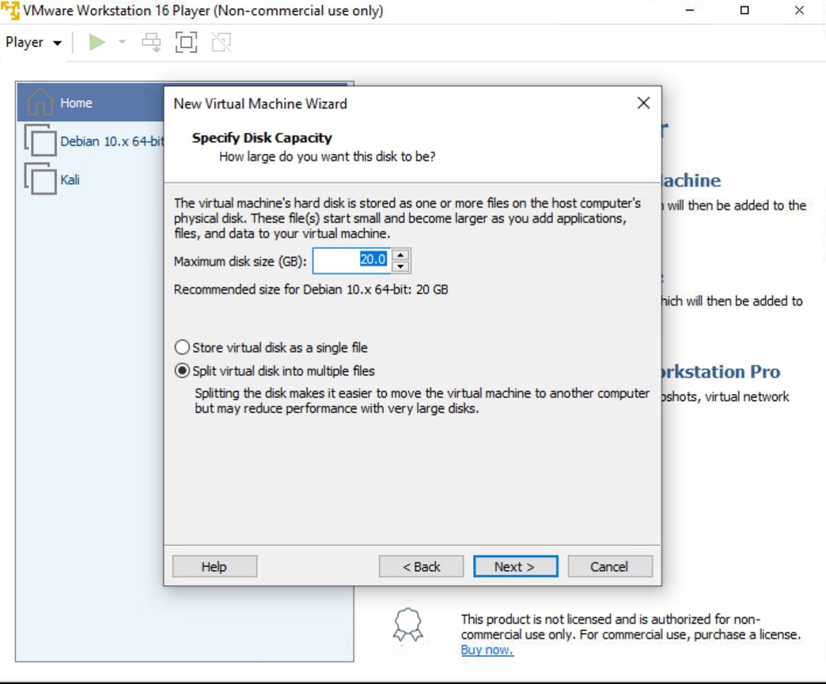 Указание объёма диска для виртуальной машины