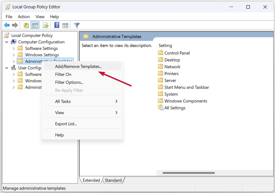 Настройки политики для отключения Leo