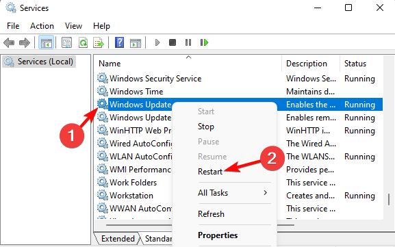Перезапуск службы Xbox в окне Службы