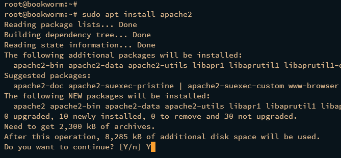 Установка Apache2 на Debian