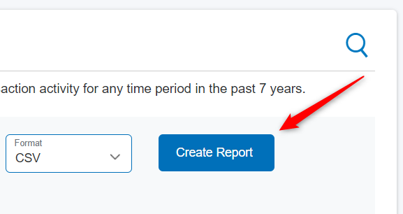 Кнопка Create Report для генерации отчёта