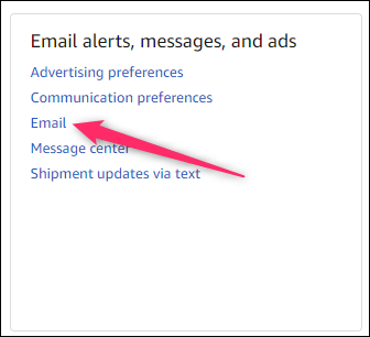 Раздел 'Email' в настройках аккаунта Amazon