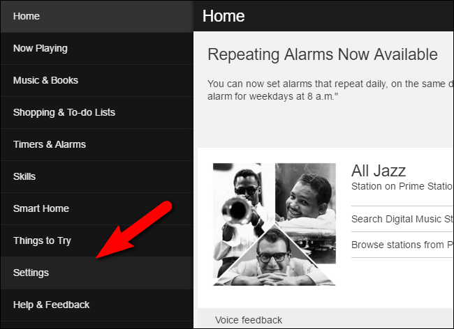Выбор устройства в настройках Alexa