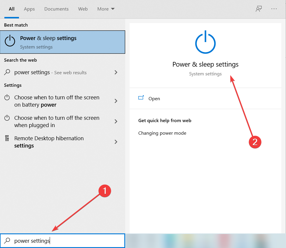 Параметры питания и спящего режима
