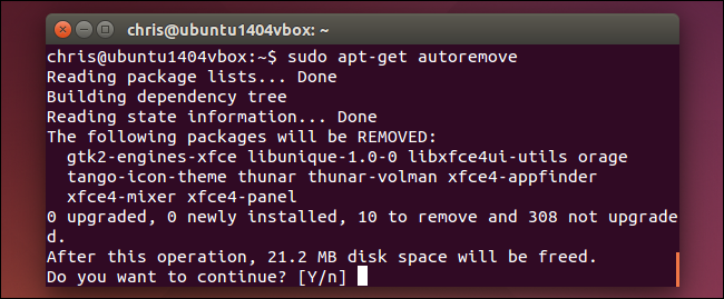 Очистка зависимостей с помощью apt-get autoremove