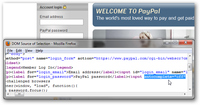 Скриншот входа на сайт с отключённым автозаполнением пароля