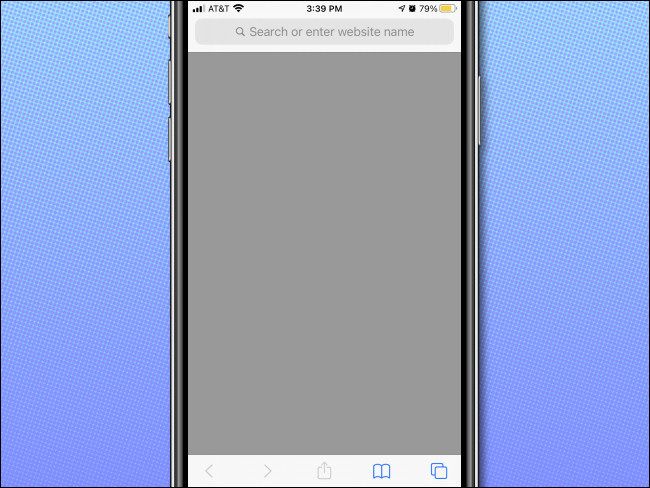 Пример пустой страницы в Safari на iPhone без элементов Избранного