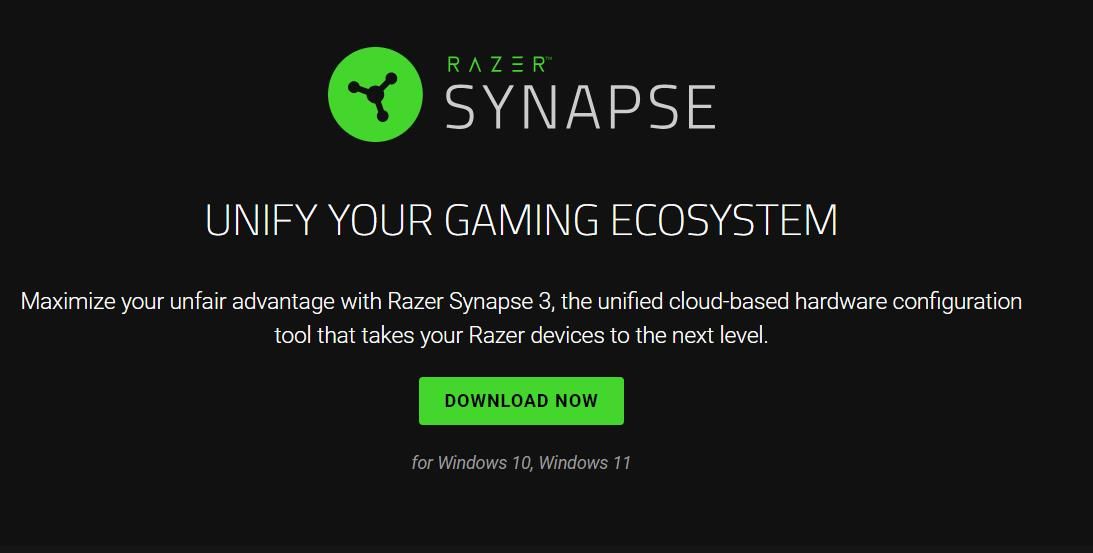 Кнопка «Скачать сейчас» для Razer Synapse