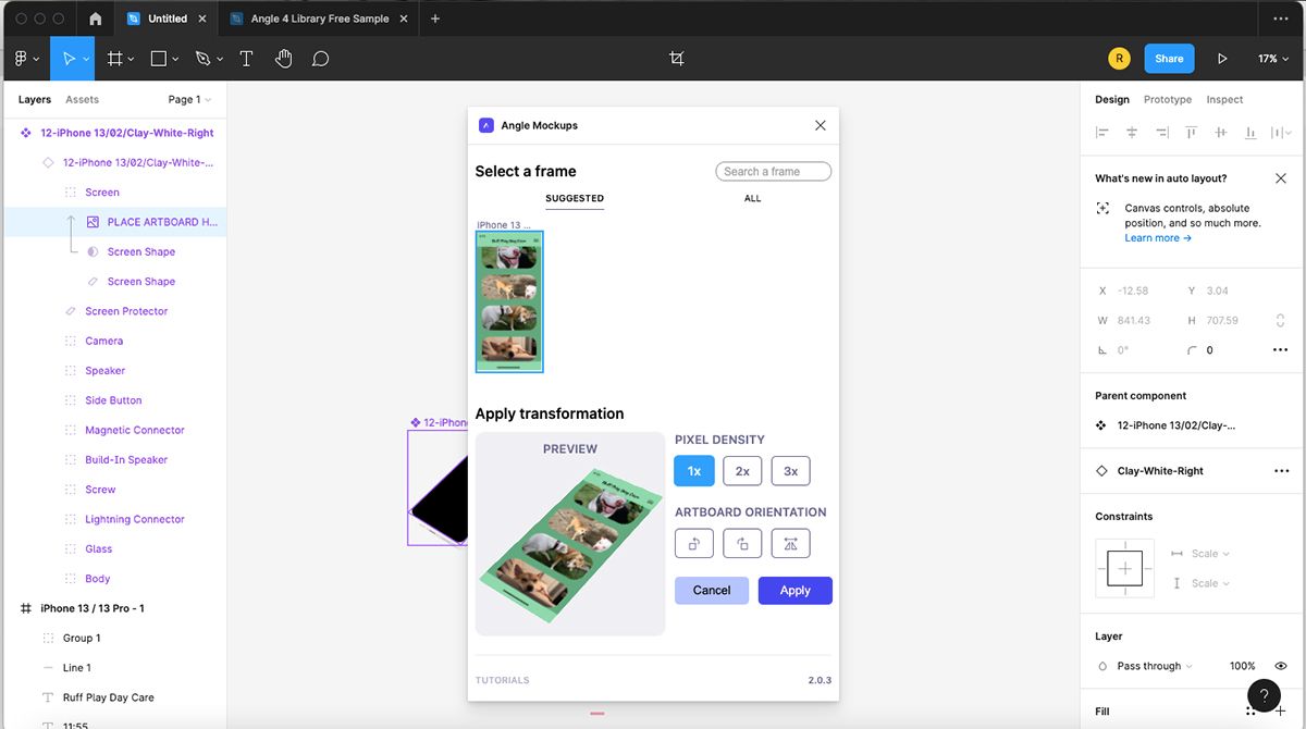 Окно плагина/макета Figma.
