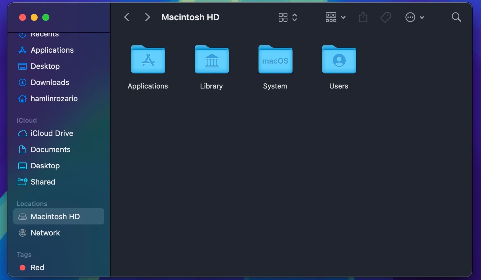 Окно Finder с показанной локальной папкой Library