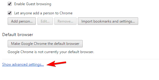 Дополнительные настройки Chrome